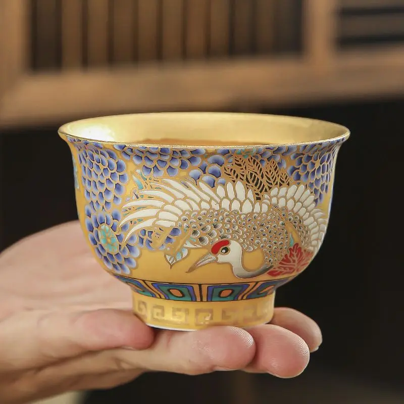 Suet Jade Gilt Master Cup Ruihe Chengxiang Arhat Cup High-End Gold Cup Kung Fu Tea Set Light Luxury Household Tea Cup