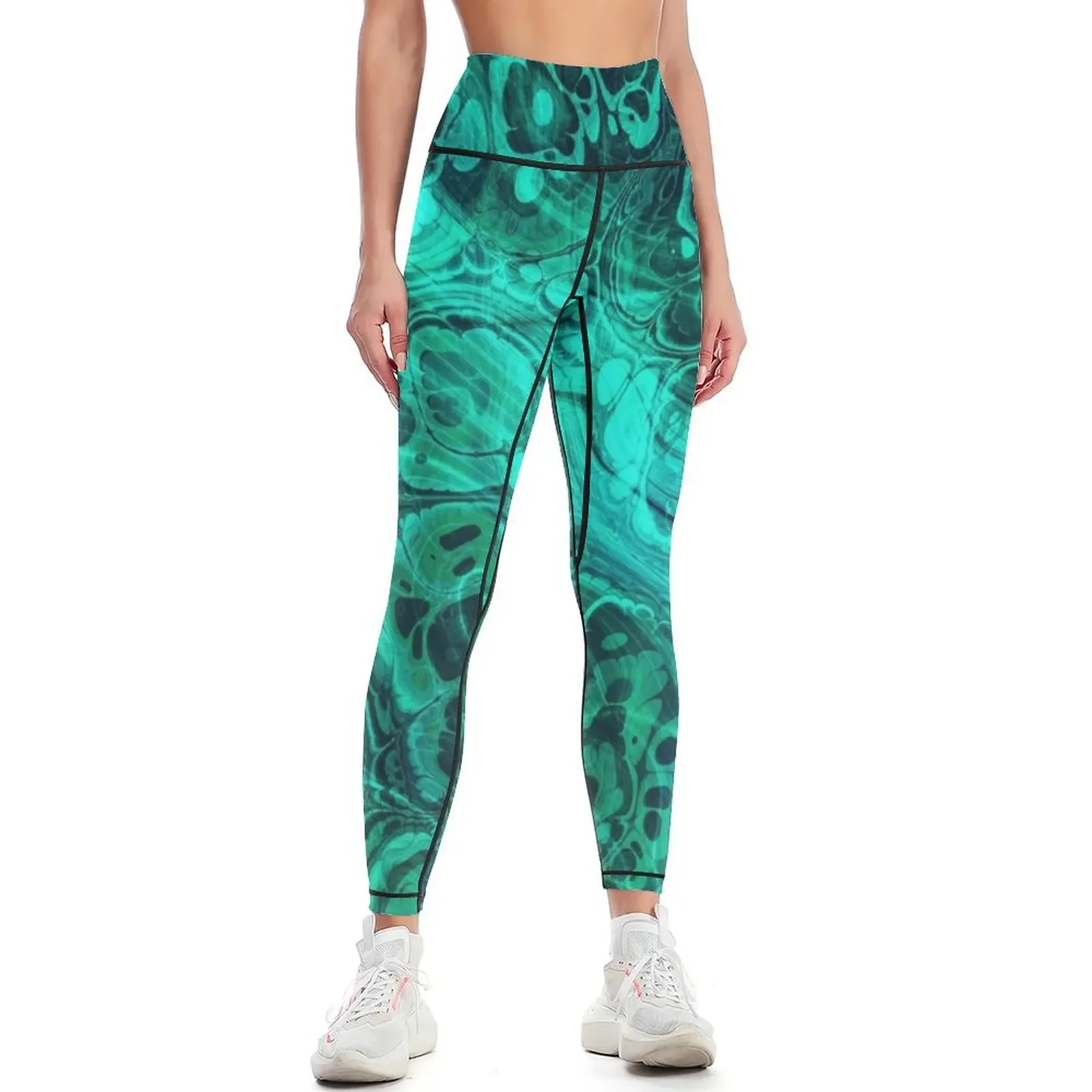 Malachite texture Leggings sporty woman gym legings for fitness sport pants Women's high waist Womens Leggings