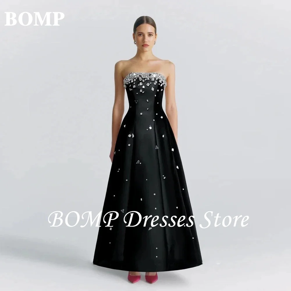 BOMP Luxury Dubai Black A Line Sequined Beaded Evening Dress for Women 2025 Elegant Birthday Party Formal Gowns Customized