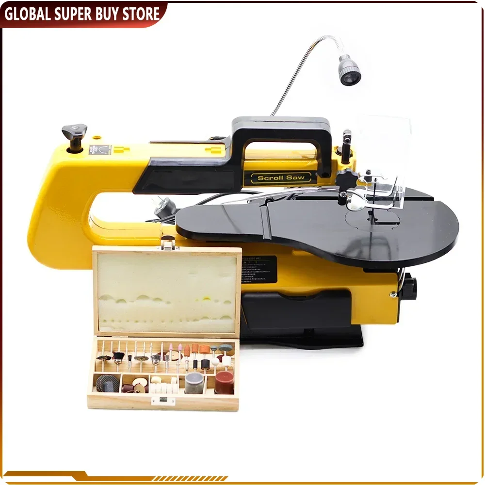 

Power Tools Scroll Saw 16In Electric Jig Saw Table Bench Engraving Machine Speed Adjustable Cutter with Work Light