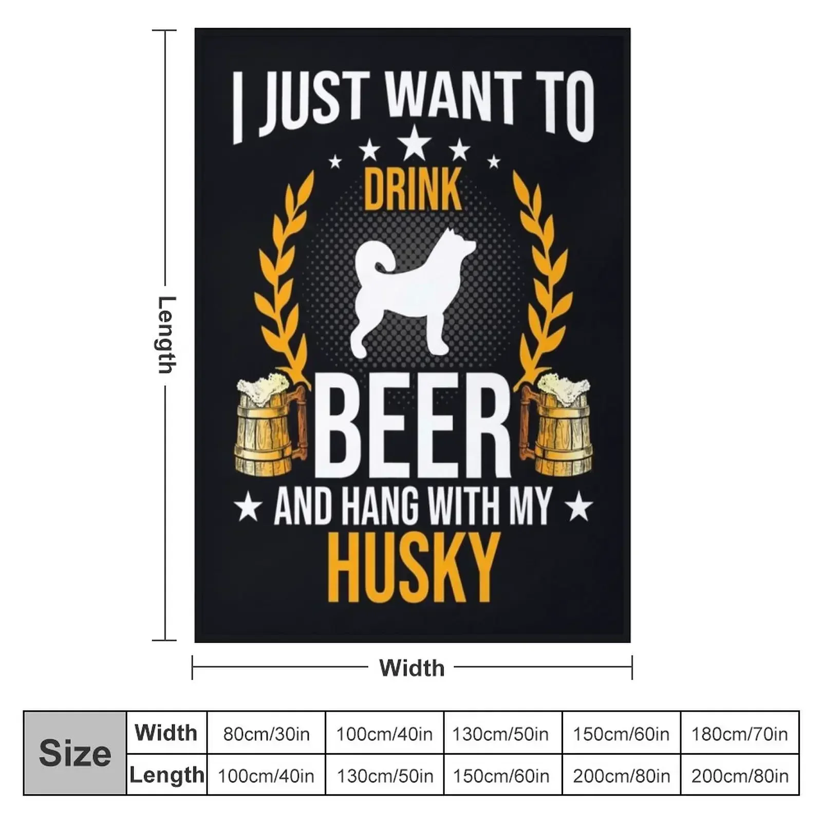 Drink Beer And Hang With My Husky Dog Lover Throw Blanket Custom Soft Vintage Tourist Blankets