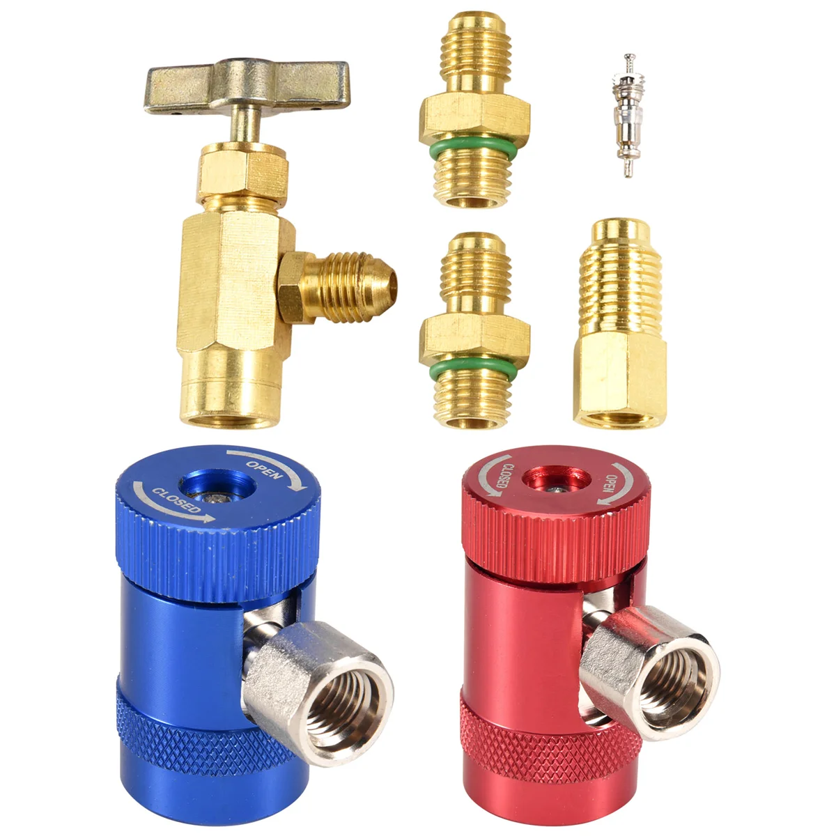 

R1234YF Self-Sealing Can Tap with R134A Tank Adapter and R1234 Quick Couplers, for A/C RefrigerAnts Mainfold Gauge Set