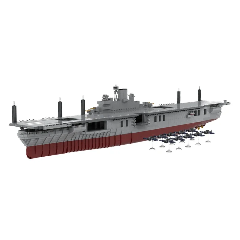 Militärisches Kriegsschiff Modell MOC Bausteine Träger Intrepid (CV-11) Modulare Technologie Geschenke Urlaub Montieren Kinder Spielzeug Anzug