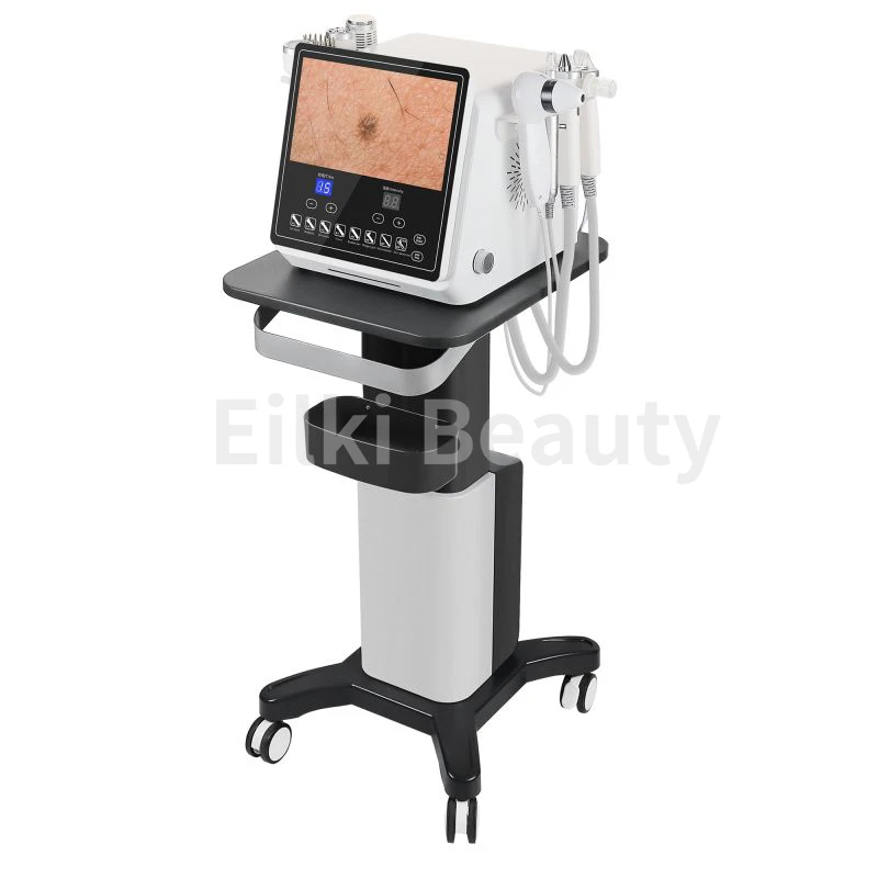 Portable 8 In 1 Hydra Dermabrasion Spa Machine Deep Skin Cleaning Wrinkle Acne Treatment Salon Equipment With Skin Analysis