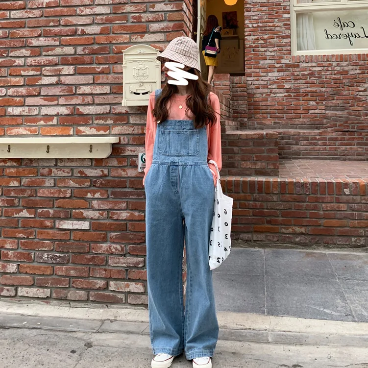 

Джинсовые комбинезоны больших размеров с пуговицами-лягушкой, женский комбинезон в стиле Viral HyunA 2025 года, модная мода ранней осени