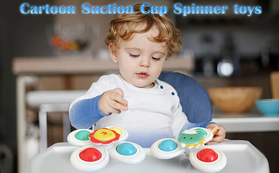 3PCS Suction Cup Rotating Toy for Baby Hand-eye Coordination Educational Training, Bath & Travel Toy, Birthday Christmas Gift