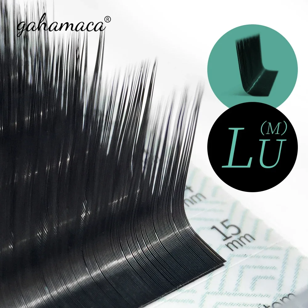 GAHAMACA L/L+/LC/LD/LU(M) curl False Eyelash Extensions Faux Mink Matt Black 8-15mm Mixed Soft Natural  Makeup Lashes