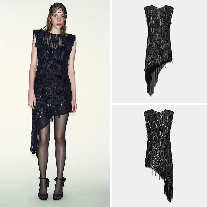 

Весенняя новинка: Женское сексуальное асимметричное платье с декором из бисера и завышенной талией, этнический сценический костюм для женщин 25-35 лет