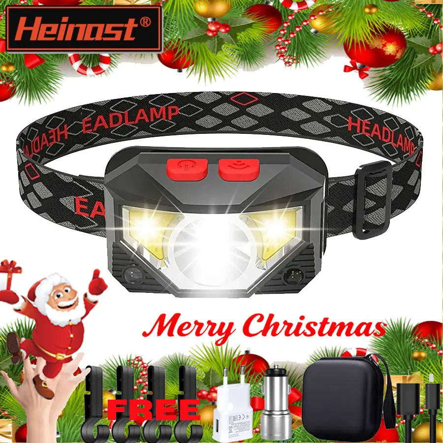 8 Modes LED Headlight Handfress Motion Sensor Powerful Headlamp Head Lamp COB Flashlight Torch Head Light For Camping, Fishing