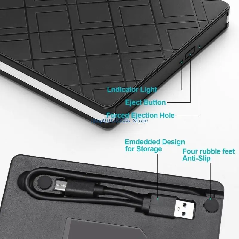  Fast Speed Portable DVDs RWs Opticals Drive With USB C And USB3.0 Connectivities For Desktop Laptop Backups
