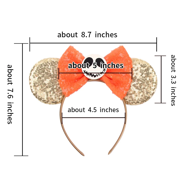 الكرتون هالوين شبح ميكي ماوس آذان عقال تأثيري ميكي ماوس هيرباند اليقطين الديكور الاطفال حزب إكسسوارات الشعر