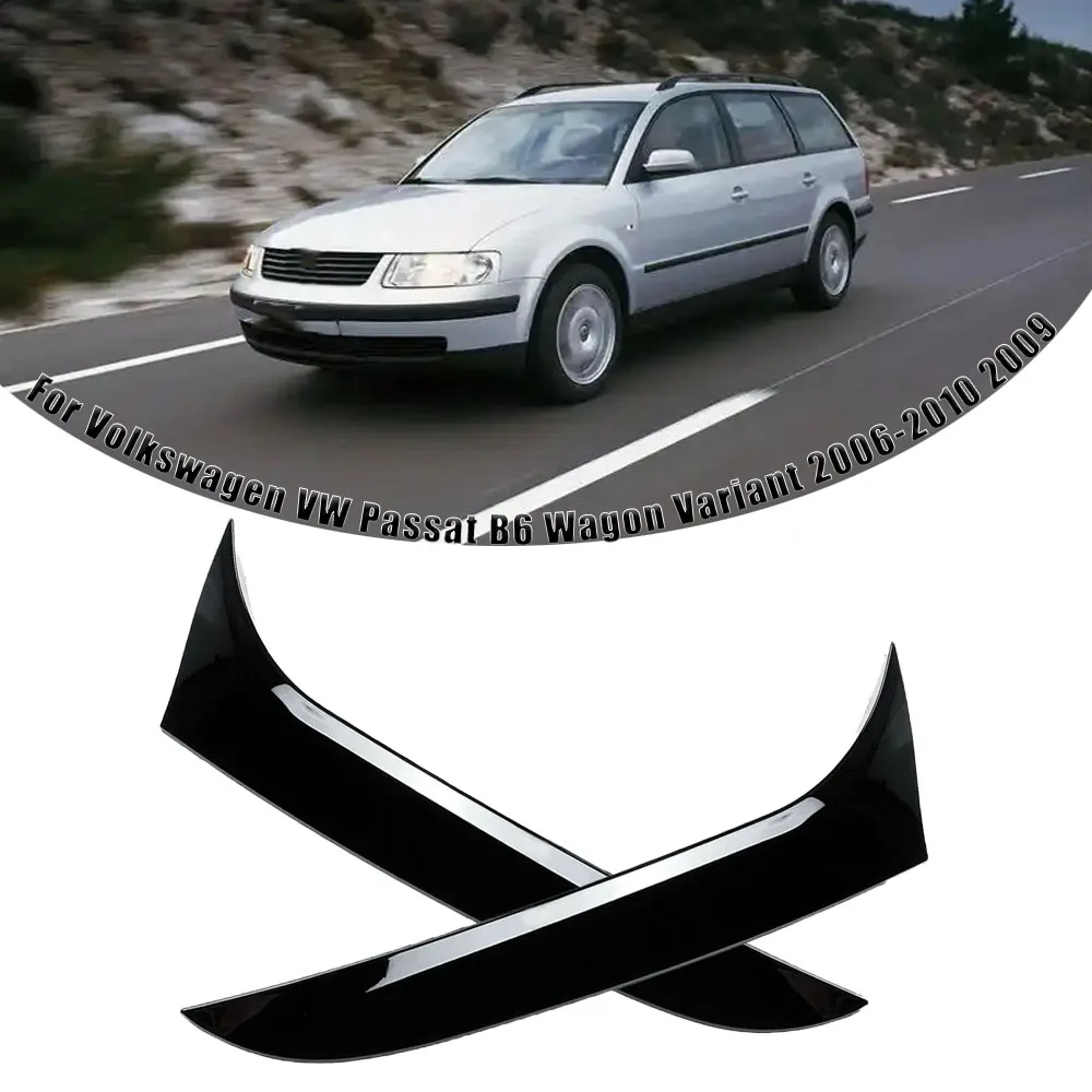 2 pçs preto brilhante plástico janela traseira spoiler lateral abs apto para volkswagen vw passat b6 wagon variante 2006-2010 2009 2008 2007
