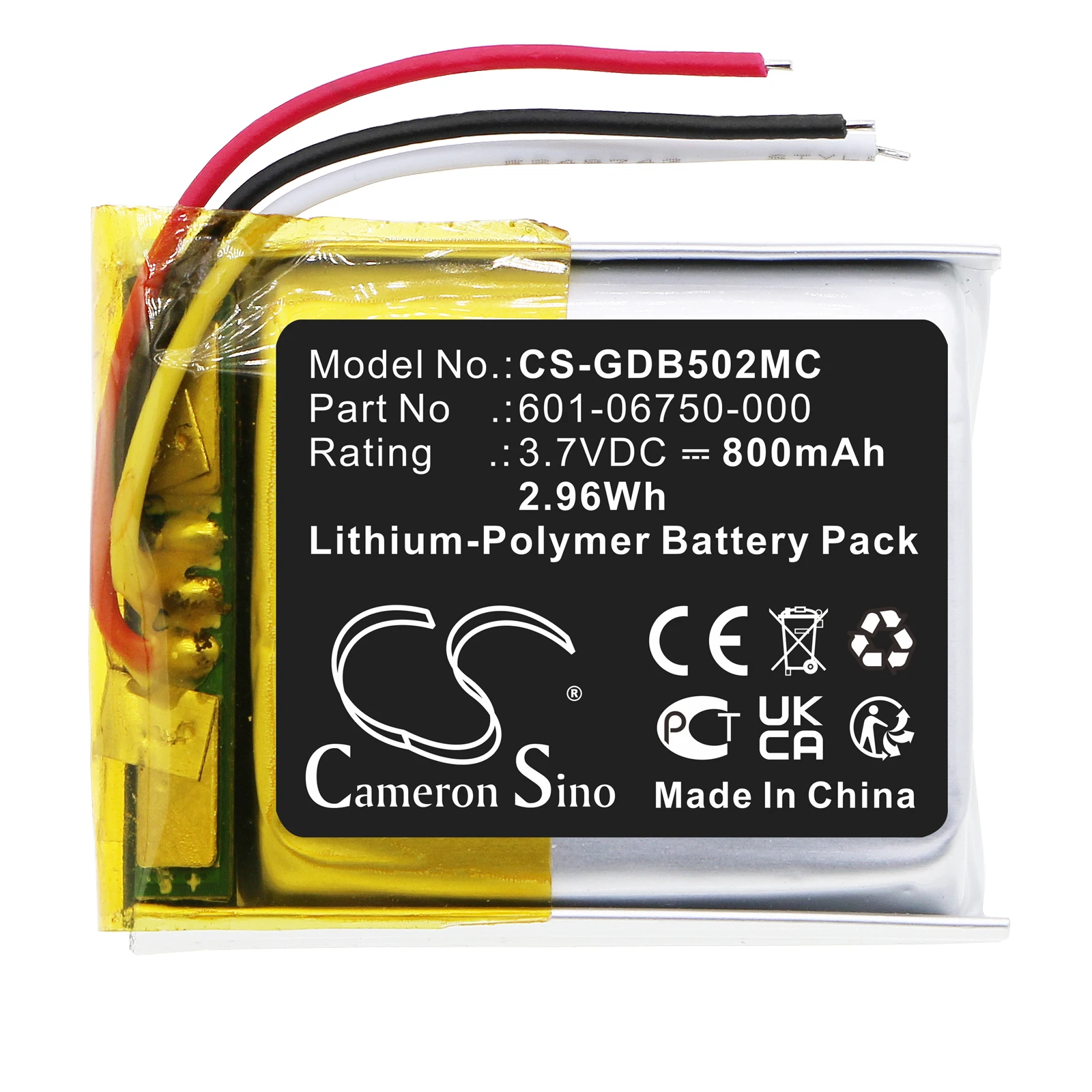 

800mAh 3.7V 2.96Wh Camera Li-Polymer Battery for GoPro 601-06750-000 601-10257-000 601-06750-101 Hero 4 Session CHDHS-101 HWMR1