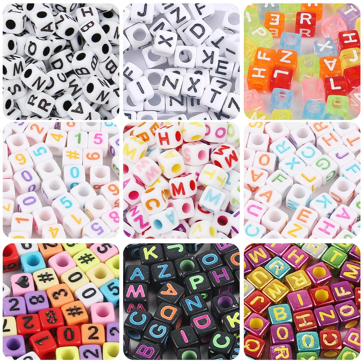 Professional 5-6mm Acrylic Alphabet Square Beads - 200/100pcs Multi-Size DIY Jewelry Supplies for Craft