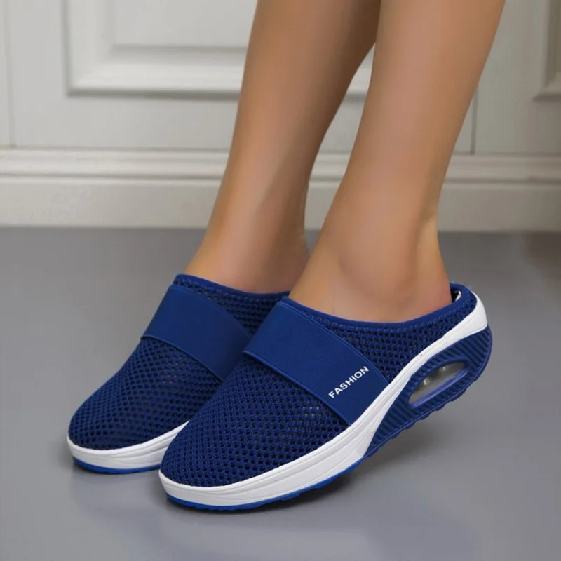 Women Wedge Slippers Mesh Lightweight Footwear Anti-slip Casual Female Slides Platform Retro Shoes Orthopedic Women's Slippers image 5
