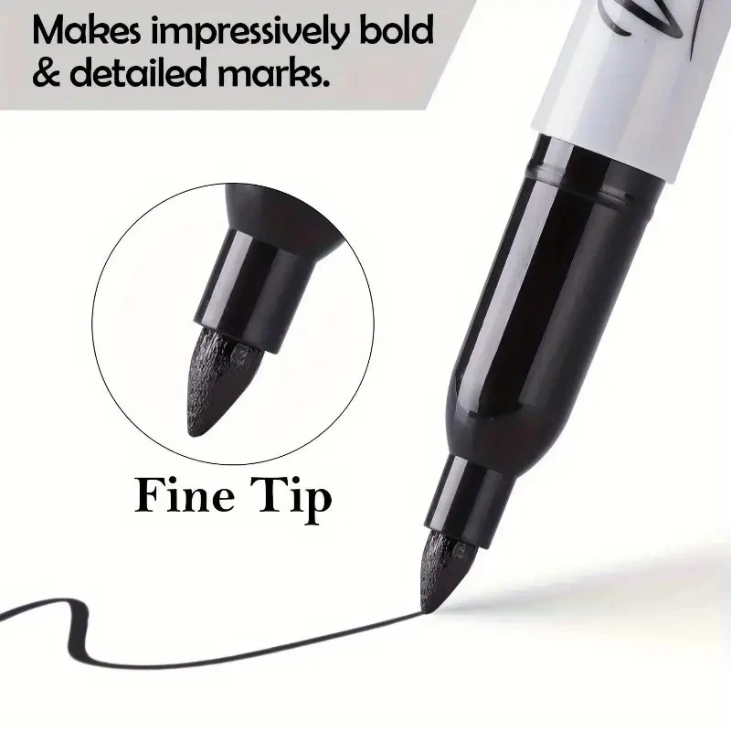 10 Fine-tip Black Permanent Marker Pen, Smudge-proof and Quick-drying, Suitable for Daily Office Use image 5