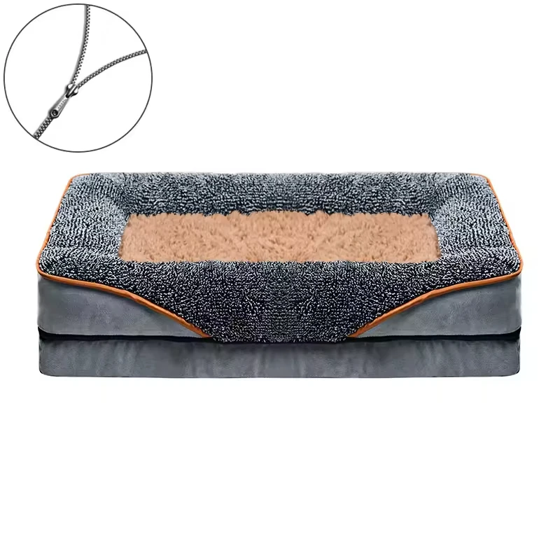 

Gray Orthopedic Dog Bed Four-Sided Memory Sponge Pillow Medium-Sized Eco-Friendly Outdoor Travel Pet Bed Supplier