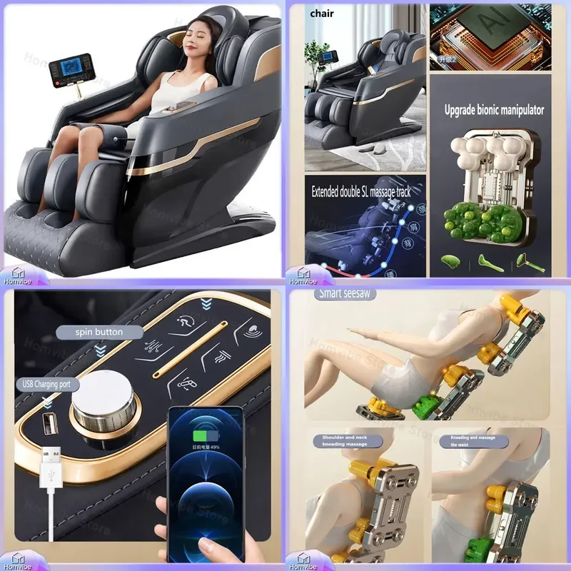 Luxury Massage Chair Full Body Automatic Kneading Massager Zero Gravity Space Capsule Sofa Home Furniture Multi