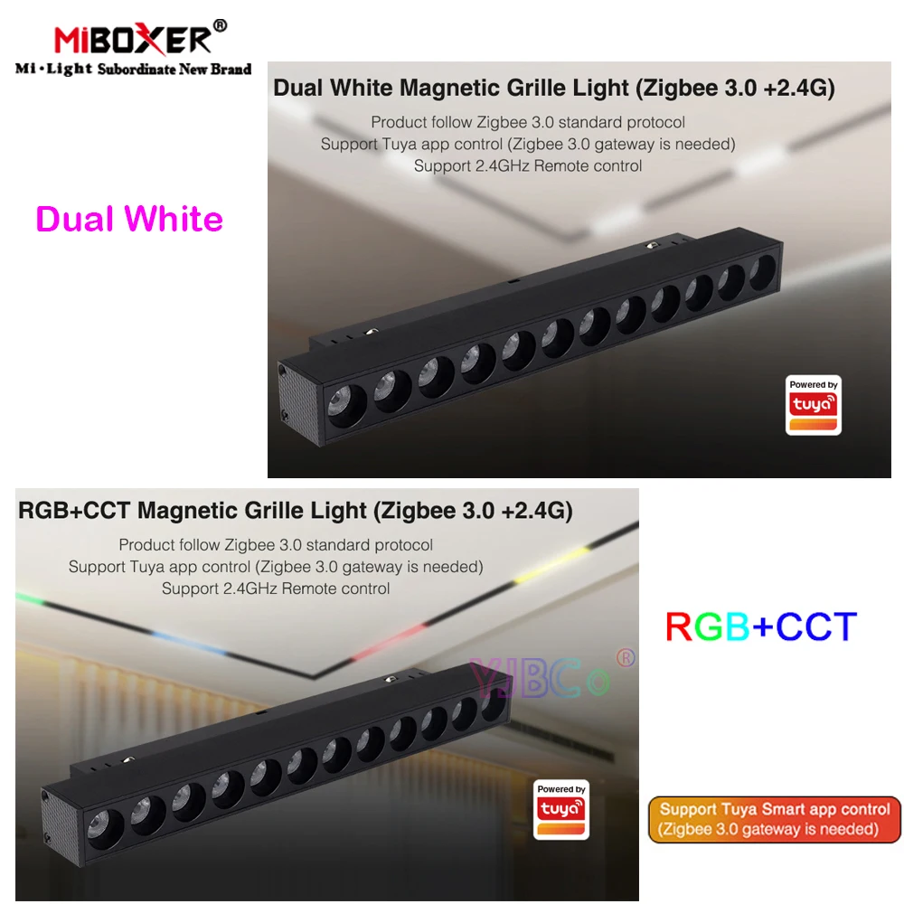 

Miboxer Tuya 48V Zigbee 3.0 2.4G Dual White/RGBCCT Magnetic Grille Light 6W 12W 10W 20W CCT LED Ceiling Light RF Remote Control