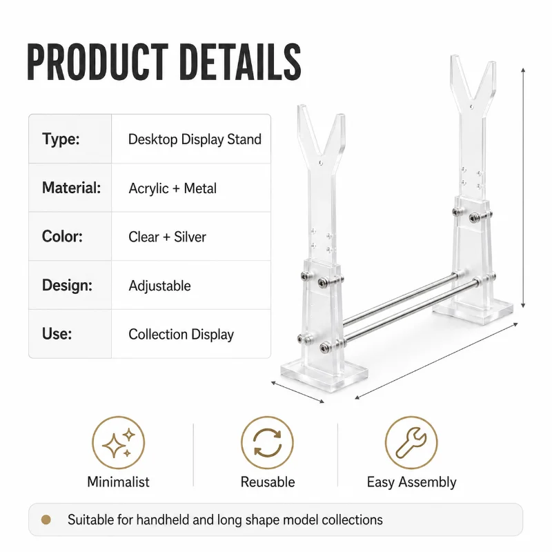 Detachable Clear Acrylic Model Holder Adjustable Display Support Rack for Desktop Decor Ornament Collection