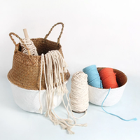 Folding Handmade Storage Basket, Seagrass Plant Flower Pot, Woven Baskets, Garden Decoration, Toy Clothes, Laundry Organizer