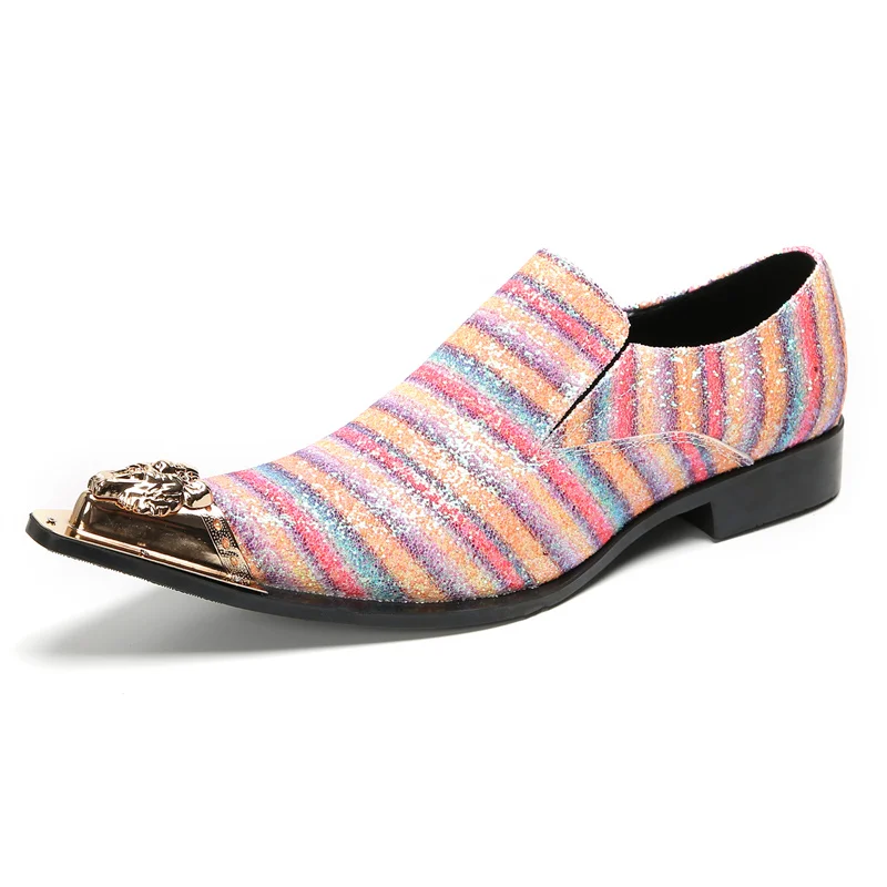 Brett Frühling Herbst Schuhe für Männer Metalle Hut Spike rosa Business Bankett Party sozialisieren Rindsleder Hochzeit Herren schuhe – Detail 12