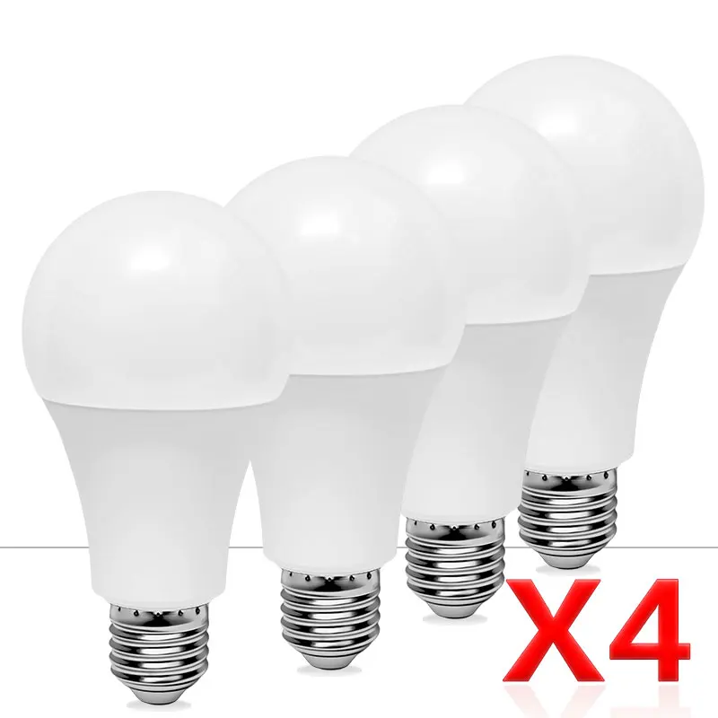 4pcs LED Bulb Lamps E27 AC220V 240V Room HomeLight Bulb Real Power 20W 18W 15W 12W 9W 5W 3W Lampada Living LED Bombilla