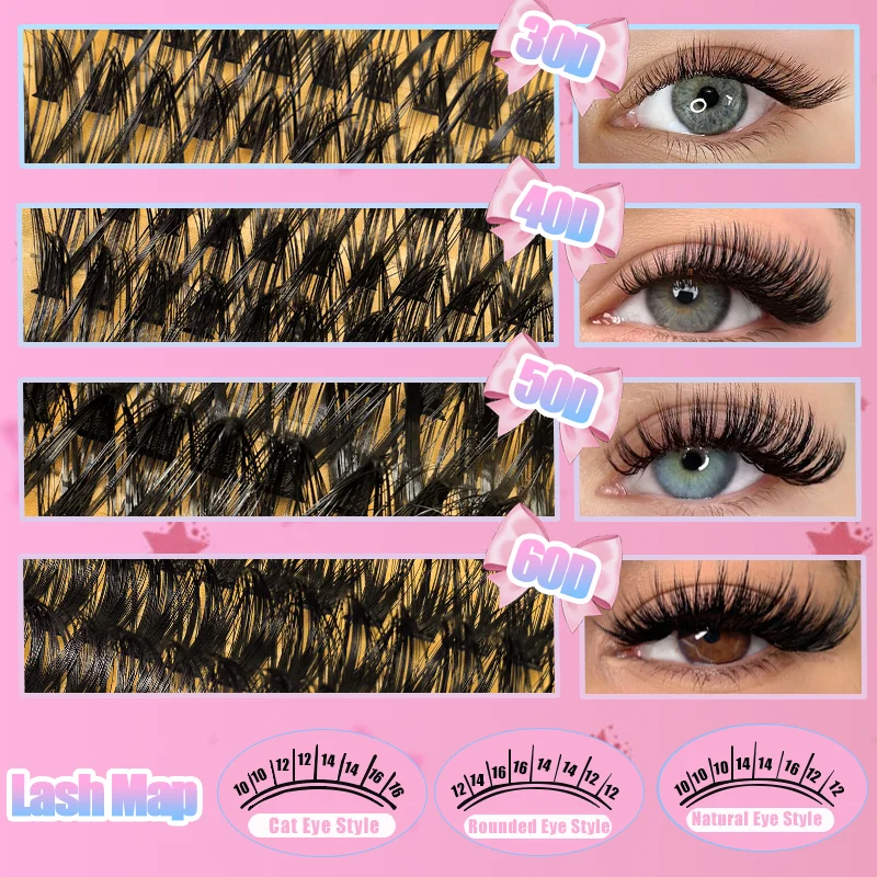 Kit de Pestañas 200/800 Piezas 8-16mm Extensiones Premium 30D 40D 50D 60D Reutilizables para Principiantes 2