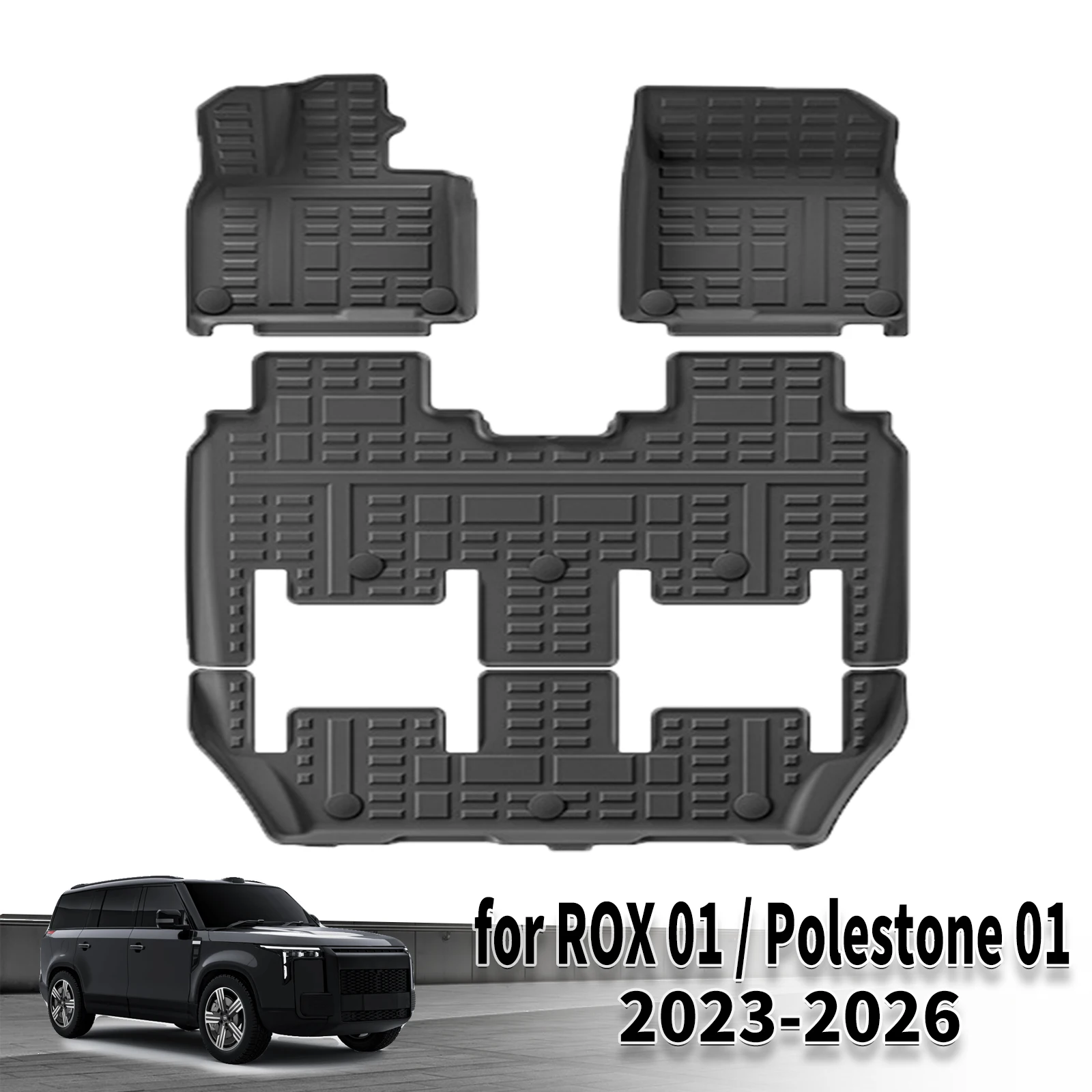 for ROX 01 / Polestone 01 2023 2024 2025 2026 Eco-Friendly TPE Car Floor Mats & Trunk Mats, All-Weather Protection