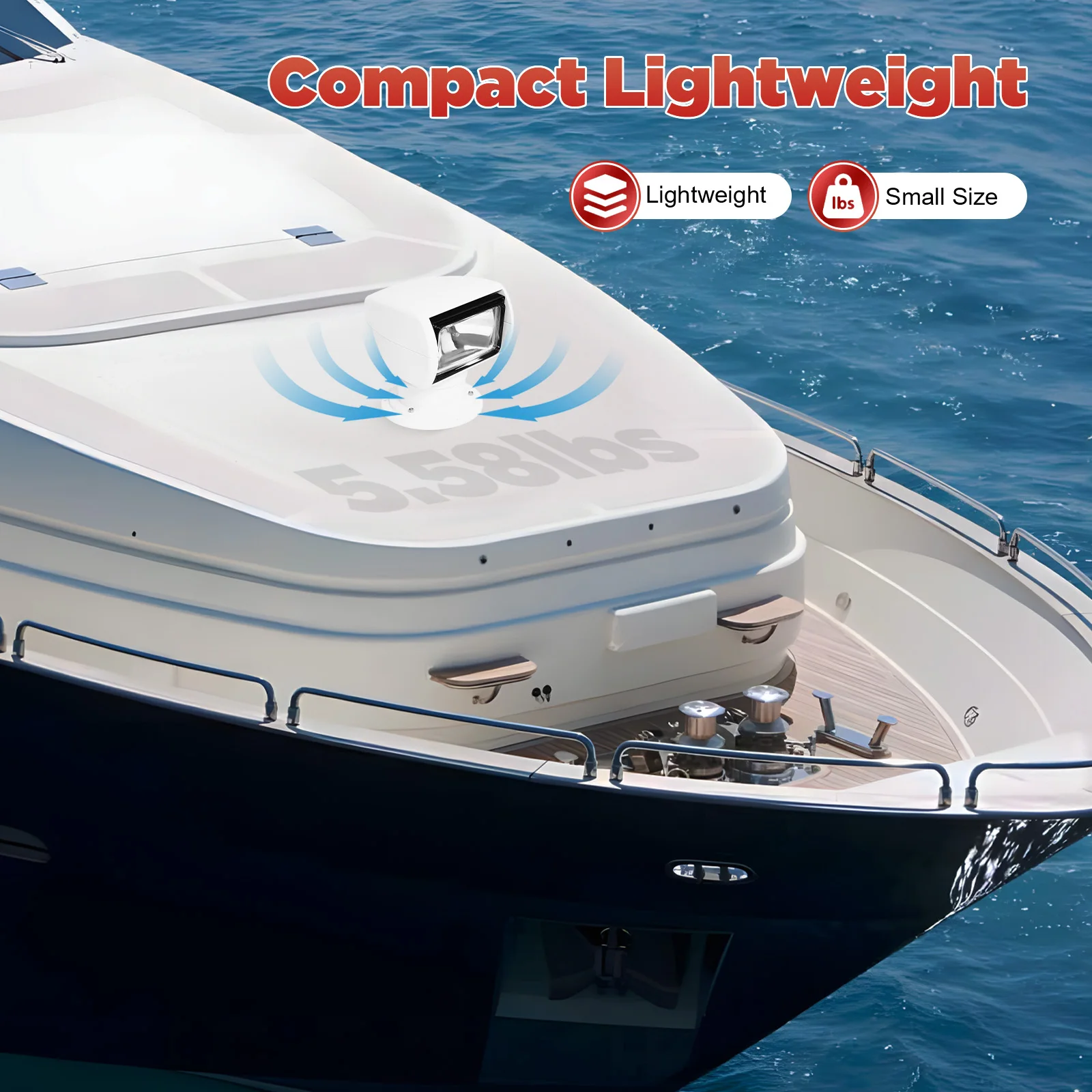 Spotlight Marine Spot Light Boat Searchlight Remote Control  White Waterproof Spotlight 360 Degree Rotate Omnibearing Lighting