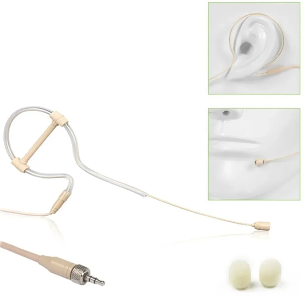 Single Earhook Headset Microphone Omnidirectional Condenser Cartridge Headworn Mic For Wireless 3.5mm