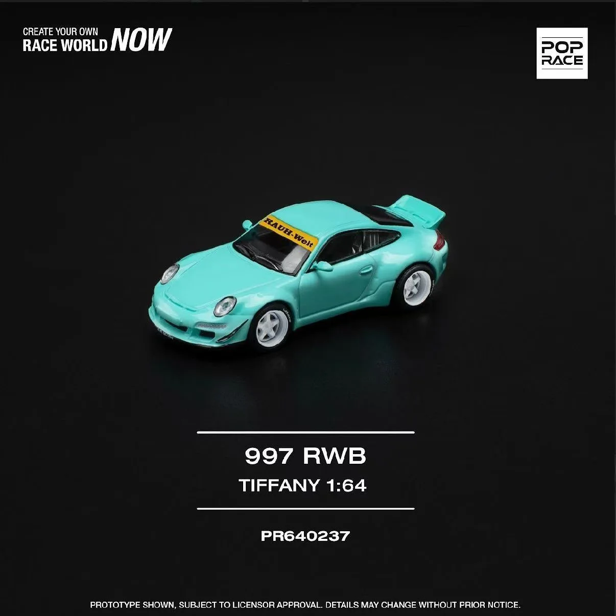 โมเดลรถ POPRACE 1/64 997 RWB สีฟ้าทิฟฟานี่ ทำจากโลหะผสม