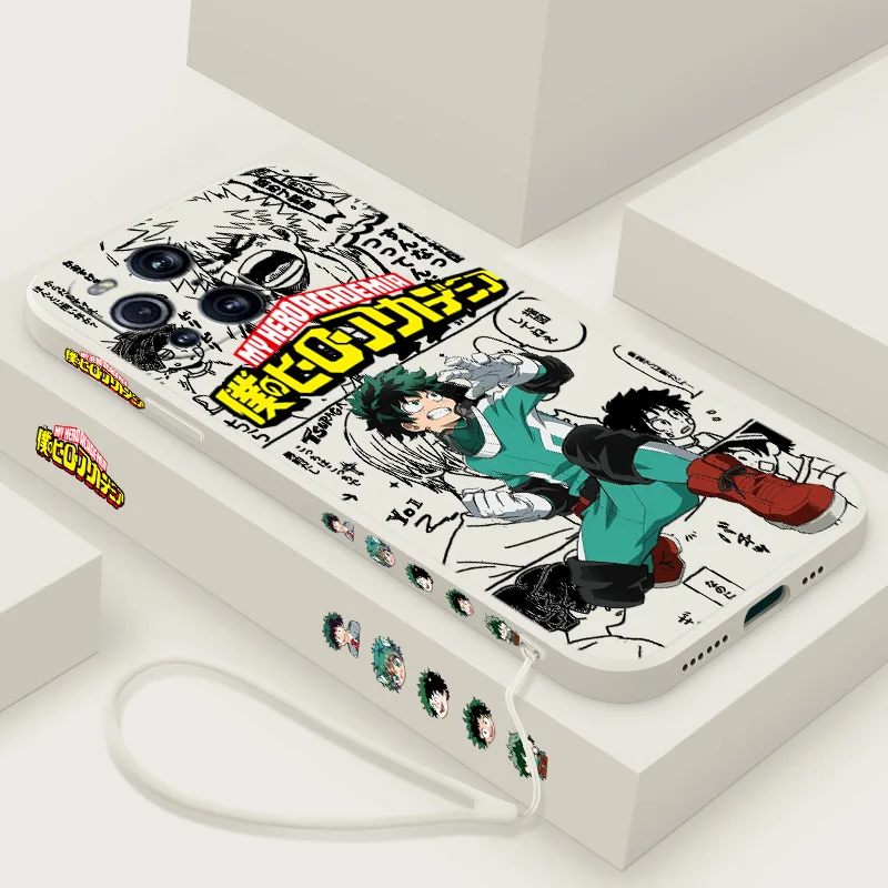 My Hero Academia Midoriya Izuku Phone Case For OPPO Find X2 X3 X5 Lite Neo Reno 2 Z 5 6 7 8 10 Lite Pro Liquid Left Rope Cover