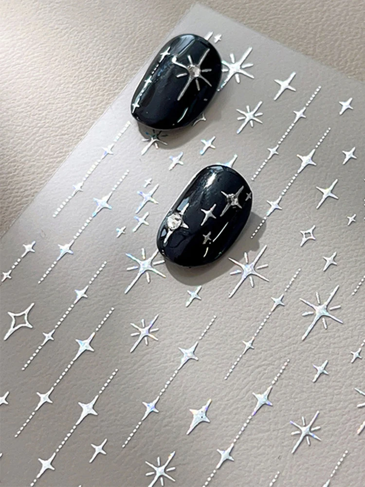 Nouveau or argent estampillé Starlight Laser paillettes étoile bronzant strass soulagement Nail Art décorations autocollants manucure décalcomanies