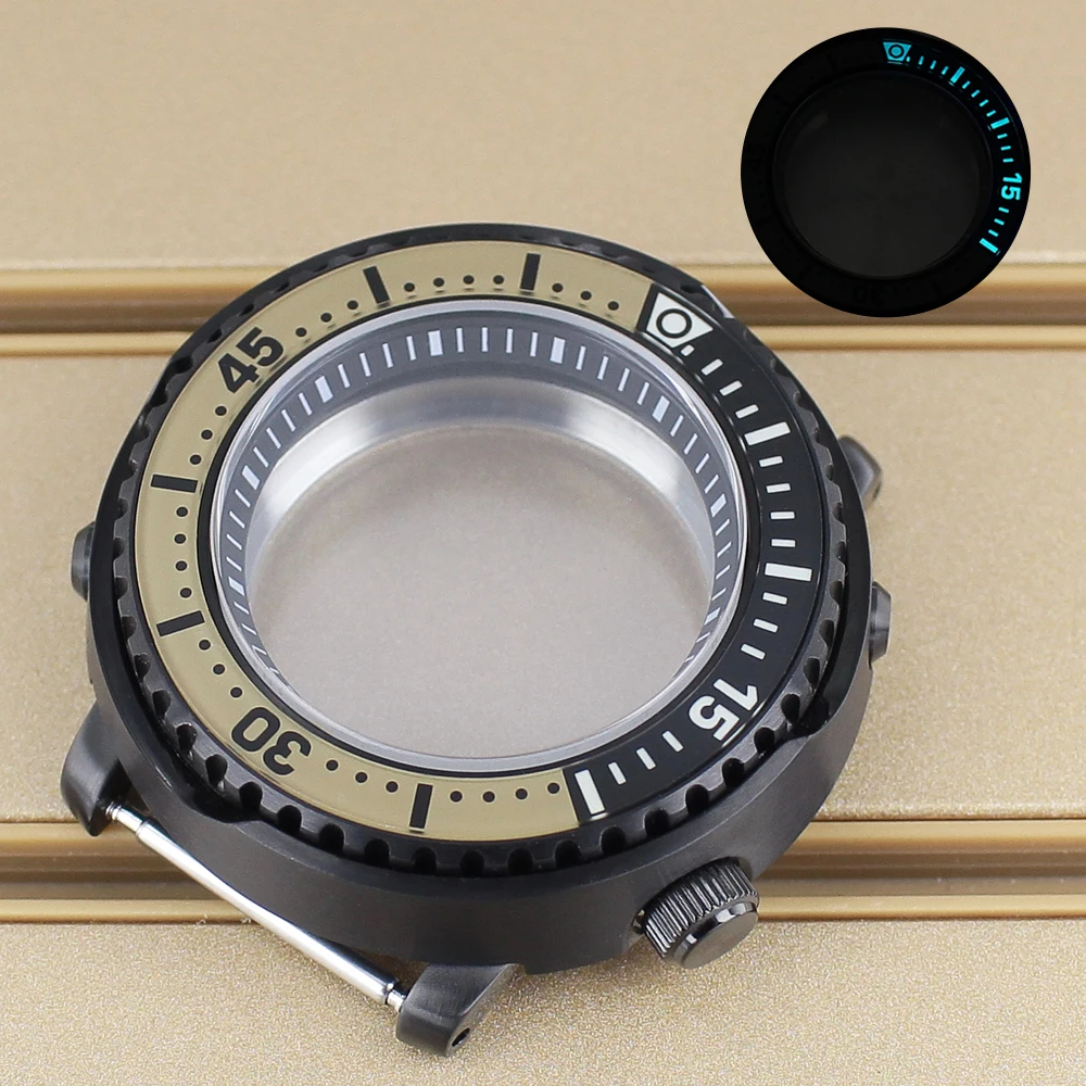 NH35 43 مللي متر ساعة رجالي استبدال حافظة C3 مضيئة الحافة ل Mod Tuna المعلبة Seiko NH35 NH36 NH34 NH38 Movt 20ATM ساعة إصلاح أجزاء #5