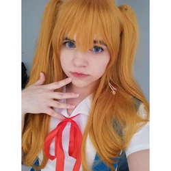 HAIRJOY włosy syntetyczne pomarańczowy blond peruka do cosplay podwójny kucyk długie proste peruki kostiumowe