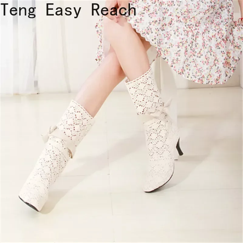 Crochet Summer Boots 2024 New Shoes Lace Hollow Crochet Boots XL Hollow Fashion Women\'s Boots 34-43