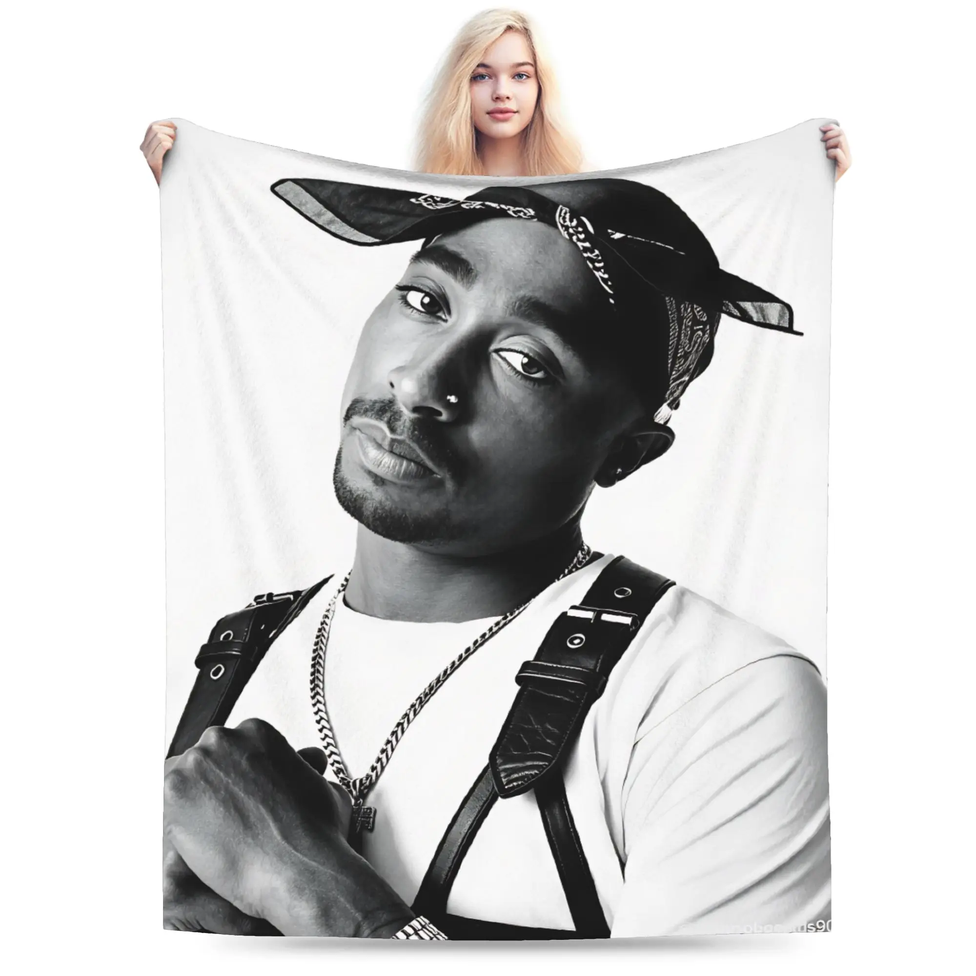 Rapper Tupacs Plush Blankets Girls Boys  Flannel Throw Blanket For Couch Chair Warm Customized Quality Bedspread Gift
