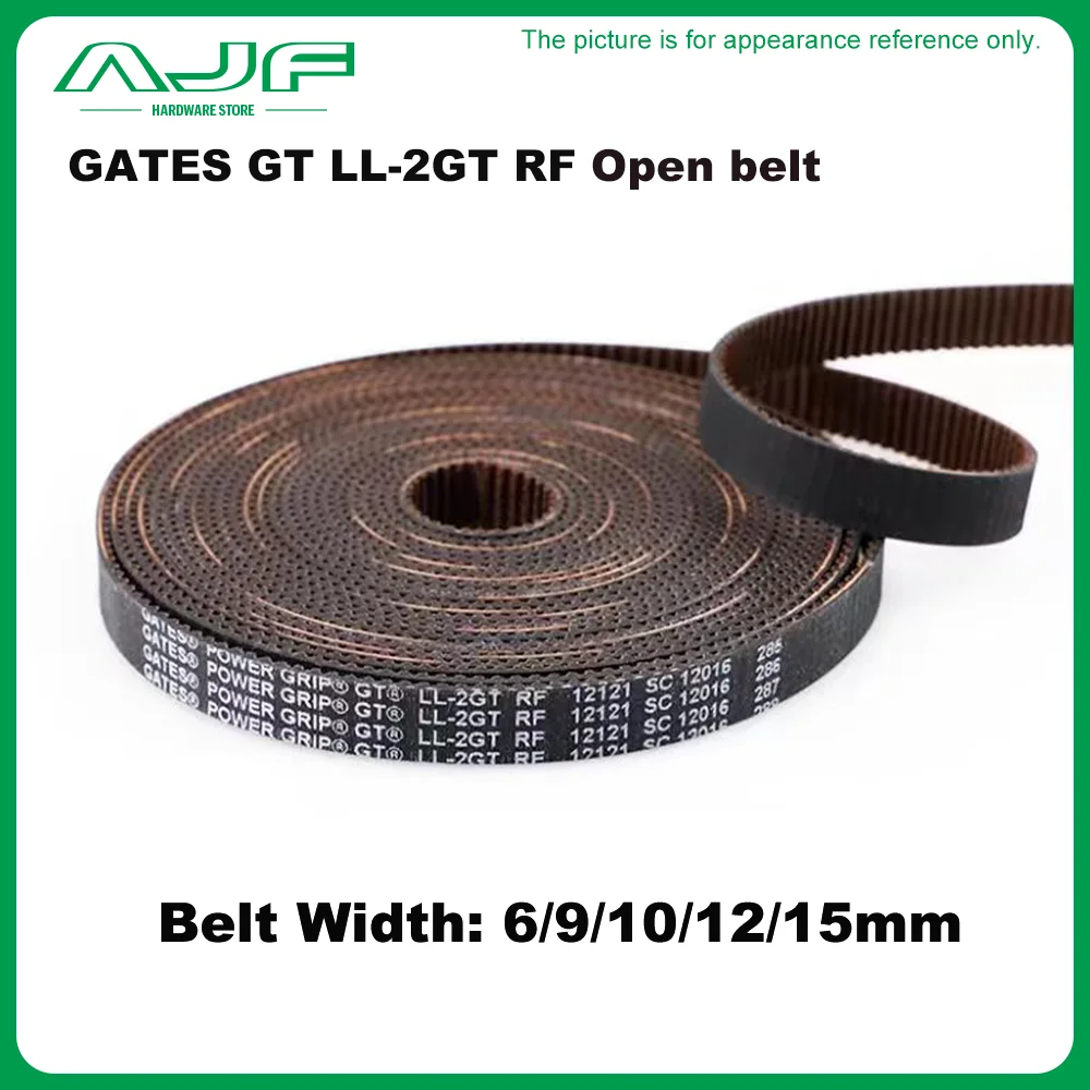 GATES GT LL-2GT RF 2GT 2MGT Open Synchronous Timing belt width 6/9/10/12/15mm Rubber Low dust low vibration VORON 3D printer