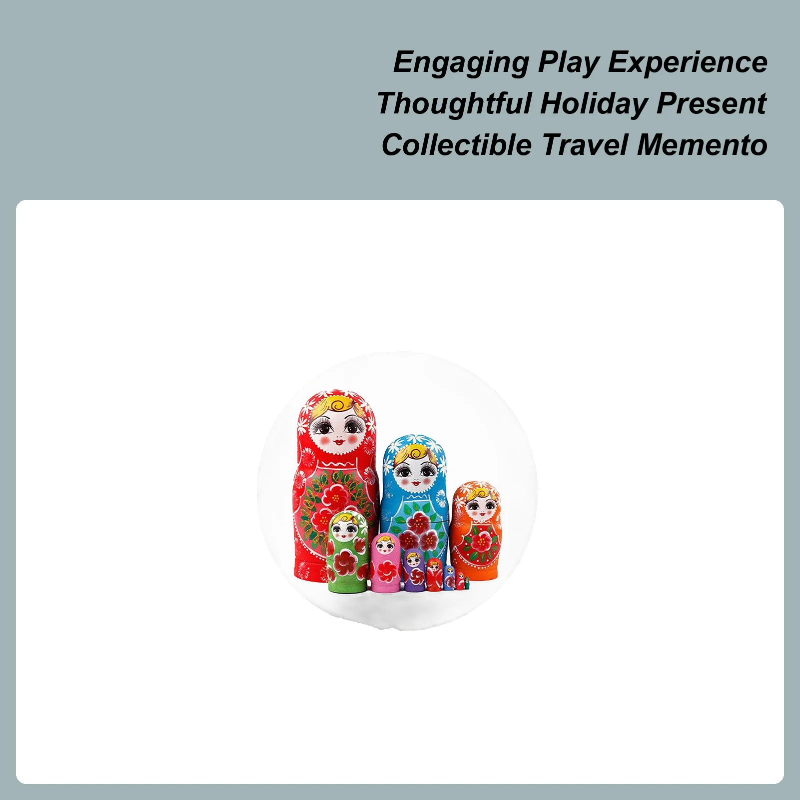 ロシアの入れ子人形10個セット、漫画風手作り木製教育用子供向けスタッキングドール、学習教育用入れ子おもちゃ