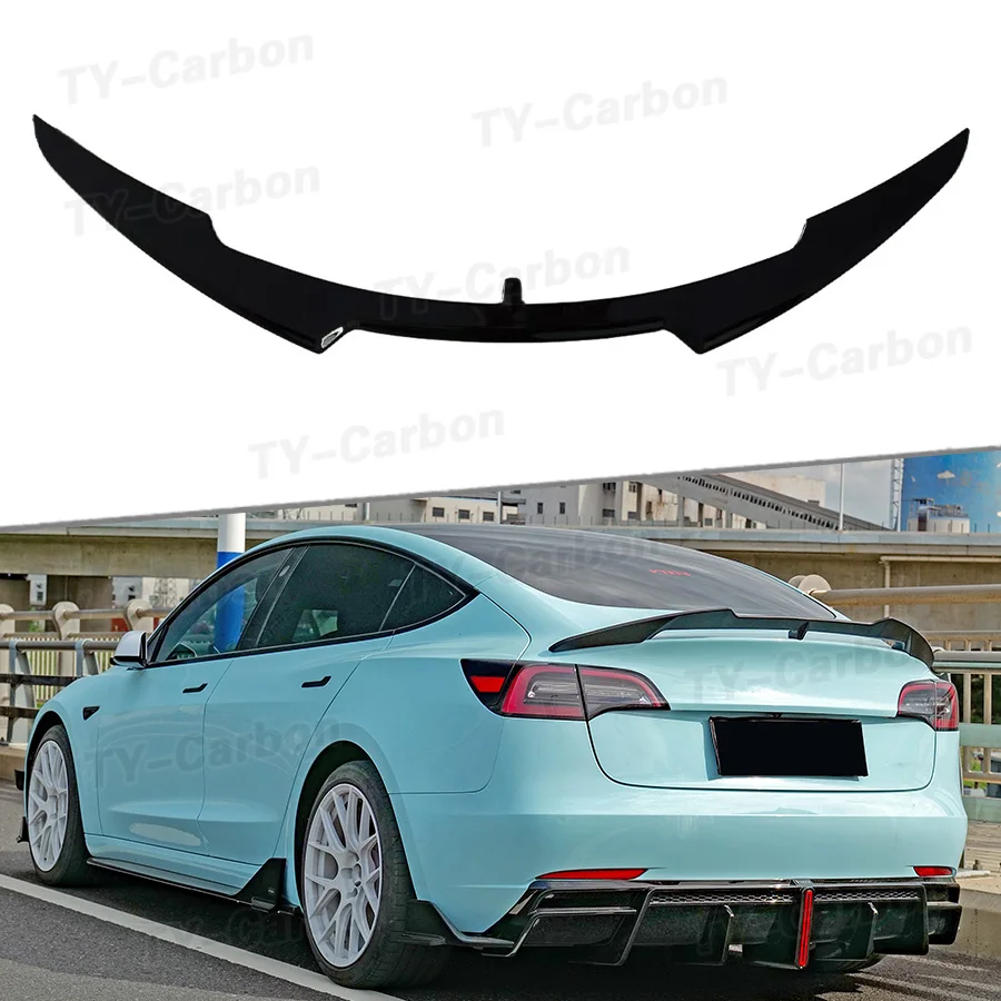 VTEN Style ABS Gloss Black Rear Trunk Spoiler Tail Wing Fit for Tesla Model 3 2020-2022 Rear Wing Car Accessories Bodykits