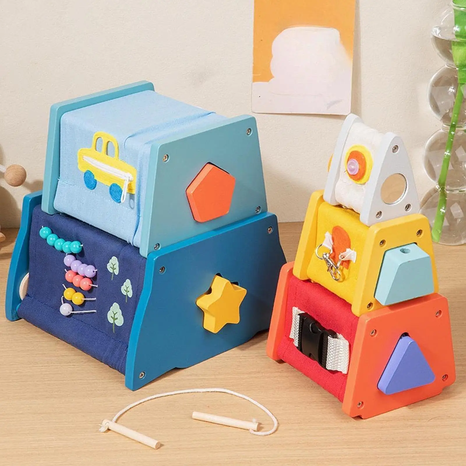 Stacking Toy Nesting Boxes Preschool Learning Color Recognition Sensory Toy Balancing Building Blocks for Boys Girls Gift