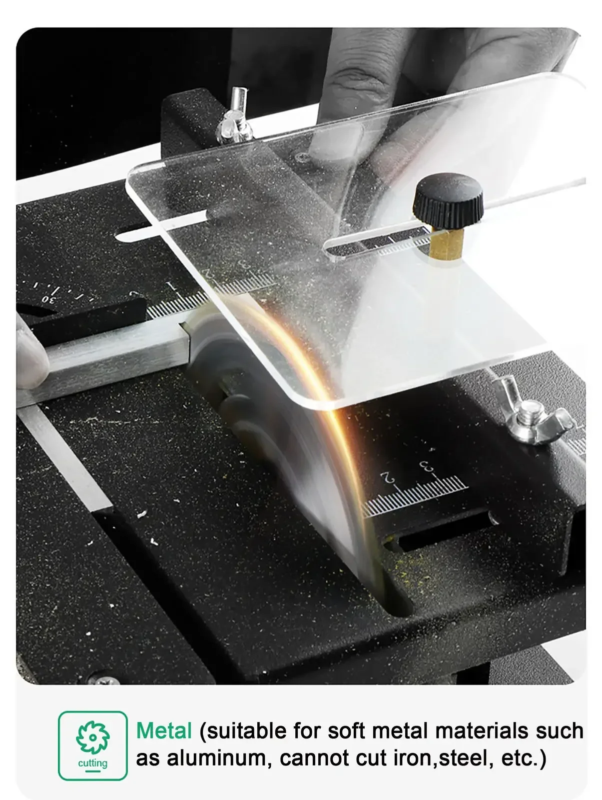 Электрическая настольная пила с диагональю 4,3 дюйма — компактный электроинструмент для точной резки металла/дерева