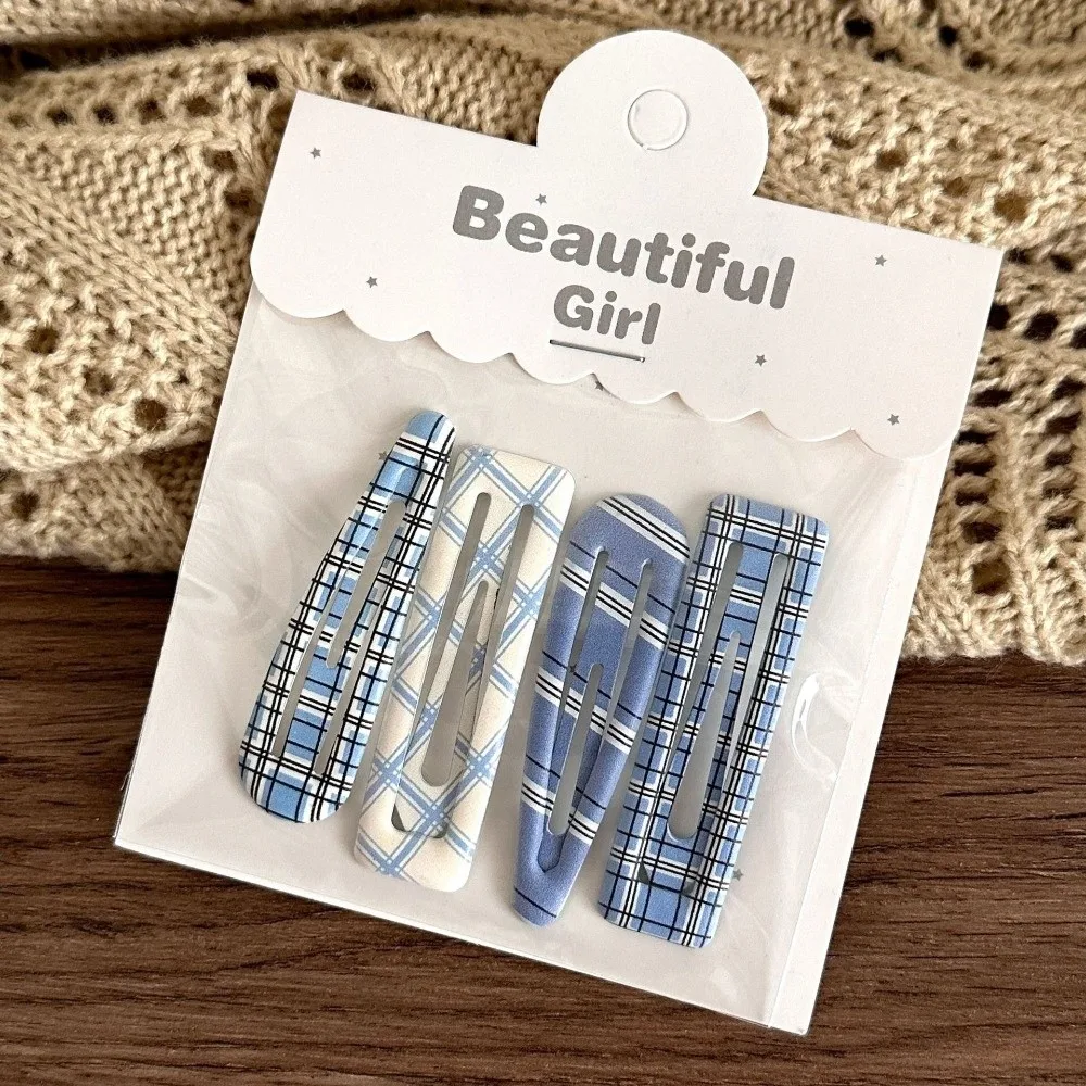 4-Pack Candy Cream Color Children's Hair Clips Water Drop Square Baby Bangs Girls' Hair Accessories Clips Clips Hairpins