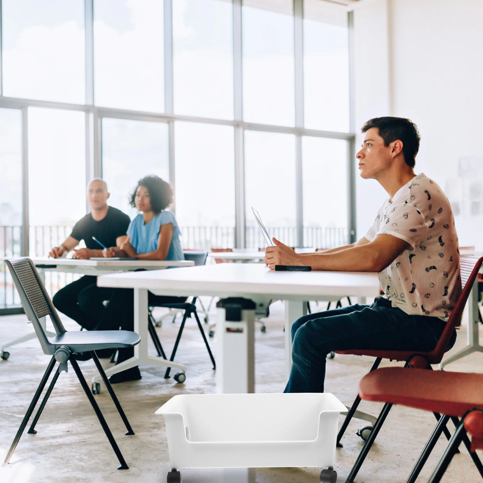 

Book Storage Container with Wheel Smooth Rolling Organizer for Home Office Dorm Room Desktop Tidy Storage Solution