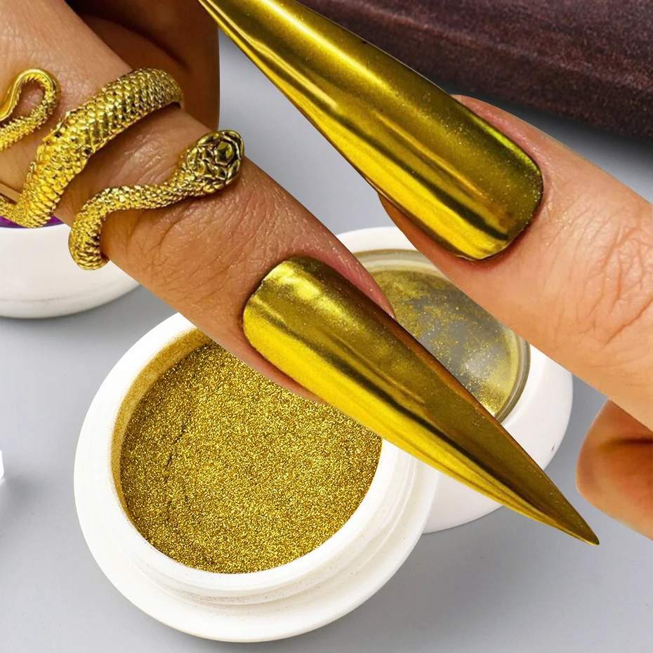 ผงโครเมียมสำหรับตกแต่งเล็บ 36 ชิ้น สีทอง เงิน โรสโกลด์ ผงเมทัลลิกแบบกระจก สำหรับตกแต่งเล็บ กลิตเตอร์ ผงขัดเงา ทำเล็บ