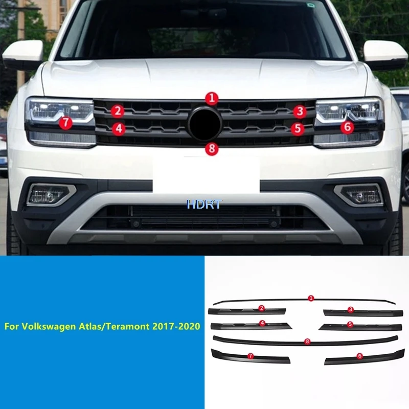 

Car Style Front Racing Grills Protector Decoration Accessories Comfort/Luxury Version For Volkswagen Atlas VW Teramont 2017-2020