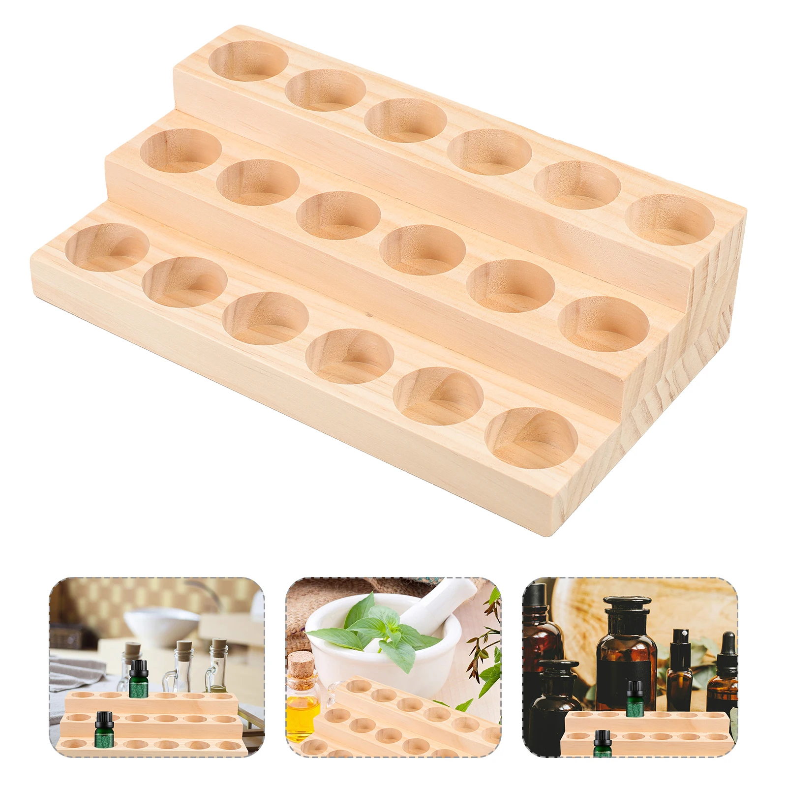 

1pc Wooden Essential Oil Storage Box Organizer Rack Shelf Holder 3-Tier Lightweight Sturdy Natural Nail Polish Large for Small