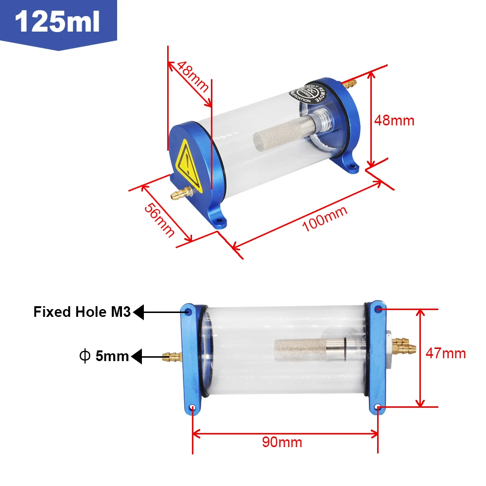 RC Transparent Turbine Jet Fuel Tank Anti-Bubble 125ml 250ml CNC Metal Cover For Jet Fixed-wing Airplane Boat Model