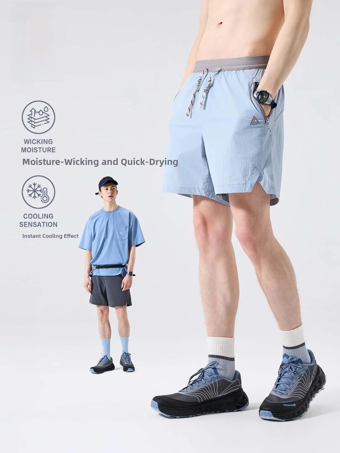 LAZY DAY Outdoor Hiking Quick Dry Moisture Wicking Color Block Five Parts Men's Summer Ice Sensation Cool Skin Function Sport...